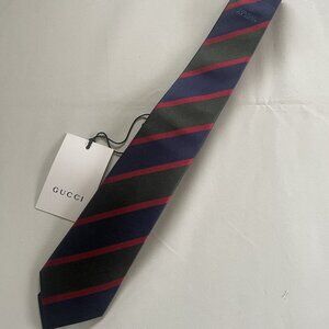NWT Gucci Men's Pencil Stripe "L'aveugle Par Amour" Silk Tie